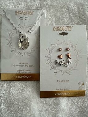 Peanuts Mixed Metal Silver and Rose Gold Necklace & Earring Set